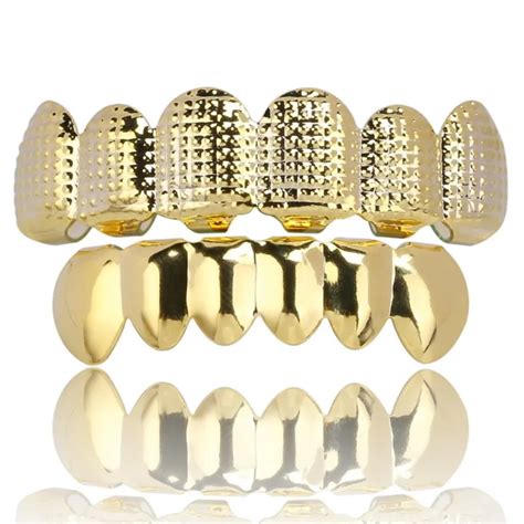 18k Real Gold Plated Punk Hip Hop Amazon Teeth Grills Fangs For Dental