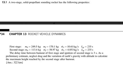 Solved 13.1 A two-stage, solid-propellant sounding rocket | Chegg.com