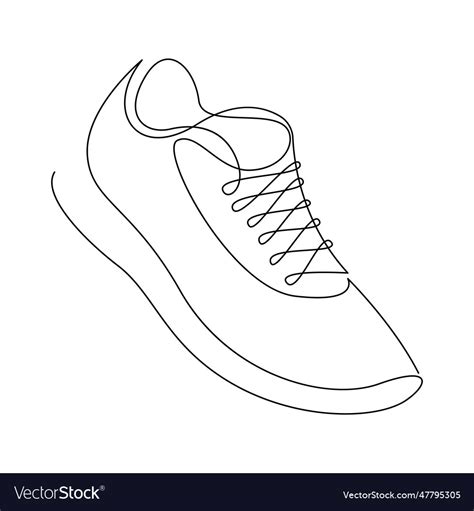 Shoe Single Continuous Line Drawing Sports Shoes Vector Image