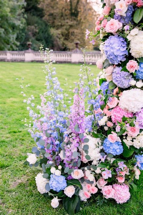 Pink, Purple And Blue Roses, Hydrangeas And Delphiniums : r/flowers