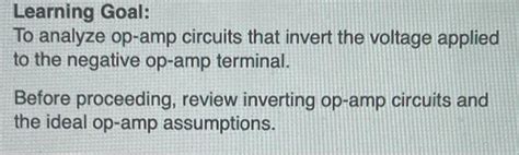 Solved Learning Goal To Analyze Op Circuits That Invert Chegg