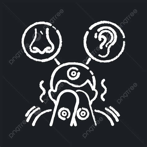 Sensory Sensitivity Chalk White Icon On Black Background Vector Board