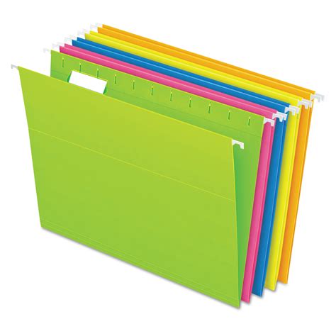 Pendaflex Glow Hanging File Folders, Letter Size, 1/5-Cut Tabs, Assorted Colors, 25/Box ...