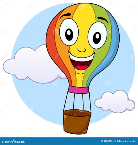 Personaje De Dibujos Animados Lindo Del Globo Del Aire Caliente