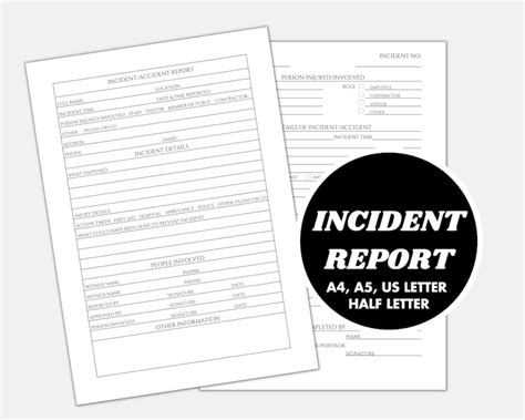 Employee Incident Report Form Editable And Printable Pdf Employee Injury Compliance Human