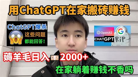 【亲测实战】内卷不过，跟着马斯克入坑chatgpt，1天入账2000，分享详细方法，给大家看看用chatgpt赚钱的姿势！赚钱