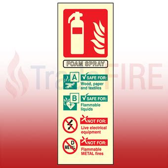 Portrait Photoluminescent 200 X 75mm AFFF Foam Fire Extinguisher Sign