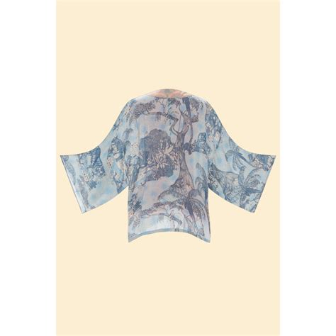 Powder Tropical Toile Kimono Jacket Denim Petal Edmonds