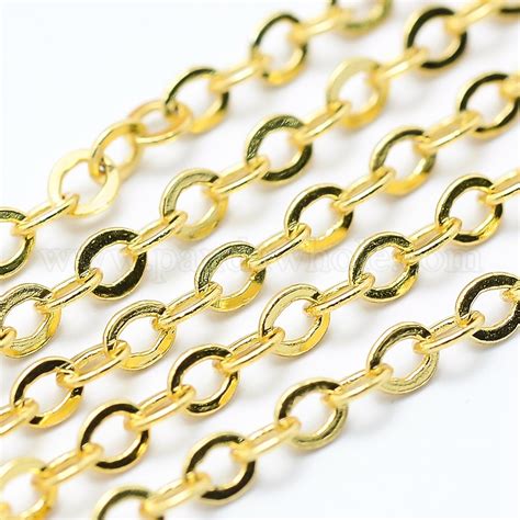 China Factory Brass Cable Chains Soldered Long Lasting Plated Flat Oval Cadmium Free And Lead