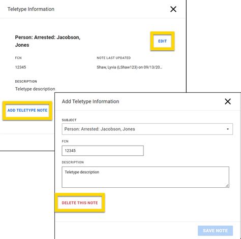 Manage Teletype Notes Axon Records