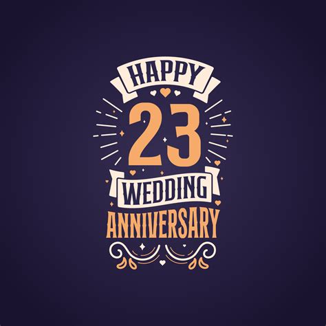 Happy 23rd wedding anniversary quote lettering design. 23 years ...