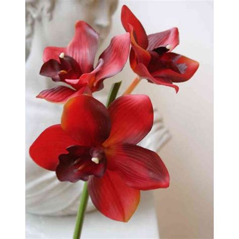 Acheter des Tige d orchidée Cymbidium artificielle SERAPHINA rouge 45 cm