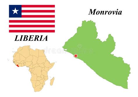 Mapa de bandera de Liberia ilustración del vector Ilustración de