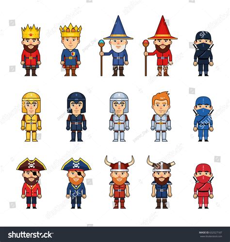 Set Diverse Medieval Fantasy Characters Funny Stock Vector (Royalty ...