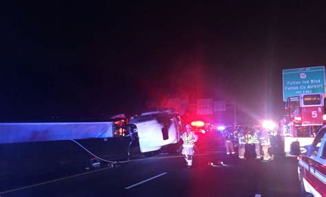 Fatal Accident I 20 East Shutdown Trailer Overturned On Fire