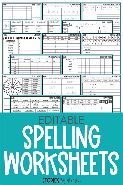 Editable Spelling Worksheets 4th Grade Spelling Words Spelling Words