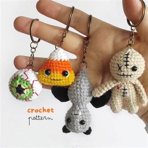 Crochet Pattern Key Ring Halloween Amigurumi Key Ring Etsy Canada In