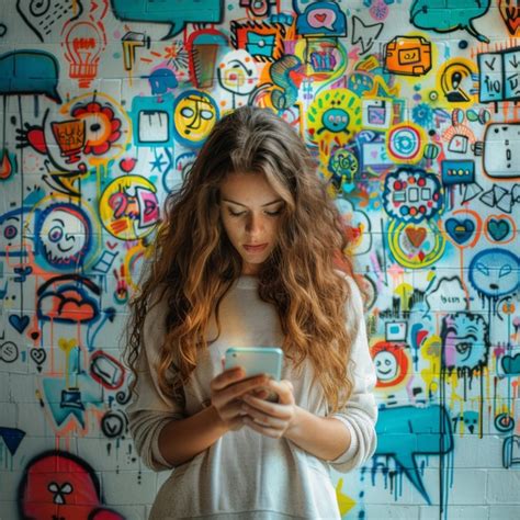 Premium Photo A Woman Is Standing In Front Of A Wall With Many