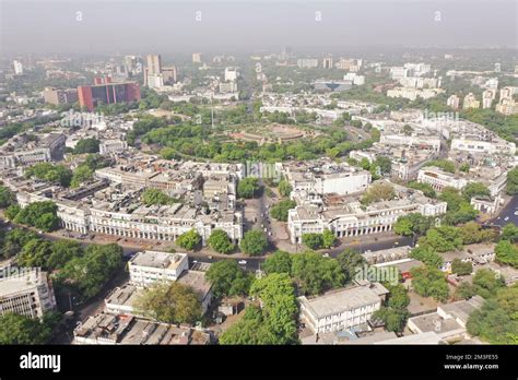 Aerial View Of Connaught Place Located At New Delhi India Stock Photo