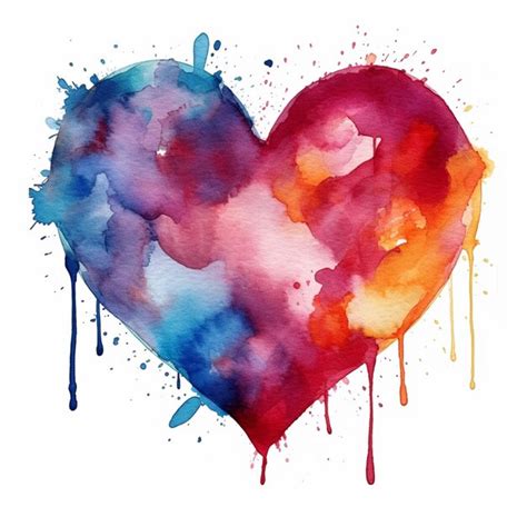 Premium Photo A Close Up Of A Heart Painted With Watercolors On A