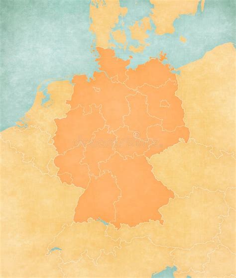 Mappa Della Germania Con I Confini Degli Stati Illustrazione Di Stock