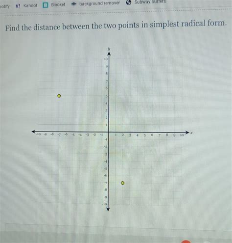 Solved Find The Distance Between The Two Points In Simplest Chegg