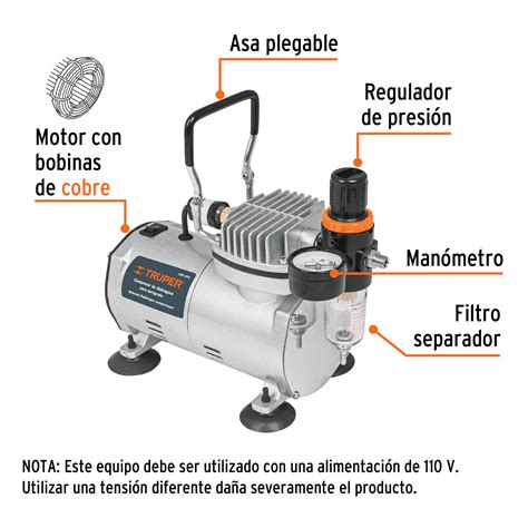 Compresor de diafragma para aerógrafo 1 5 HP 110 V Compresores Para