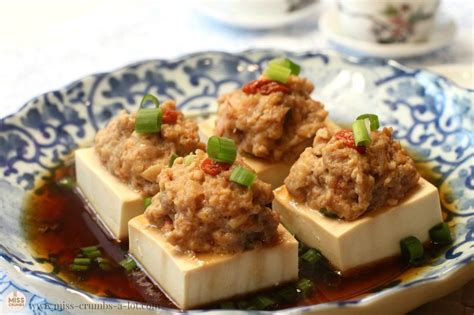 Steamed Tofu With Minced Meat Miss Crumbs A Lot Steamed Tofu Steam