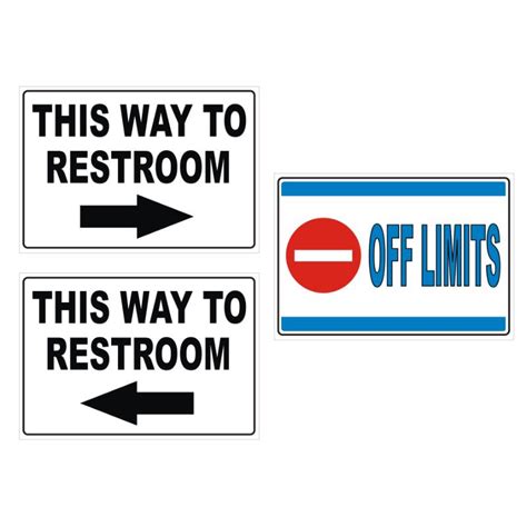 PVC Plastic Signage For Establishments A4 Size This Way To Restroom Off