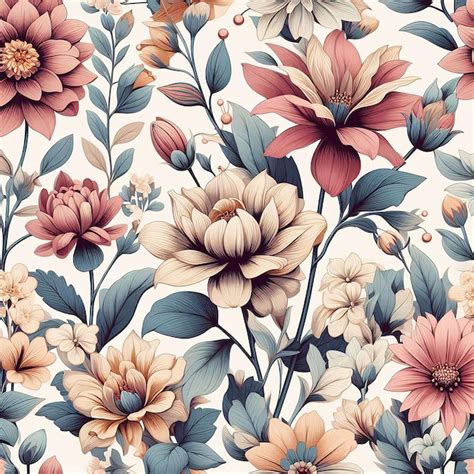 Premium Photo Vector Colorful Flowers Seamless Pattern