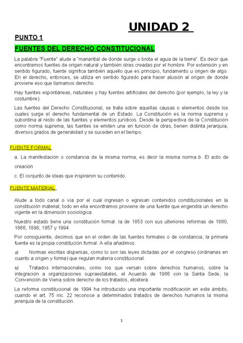 Unidad 2 D Constitucional UNIDAD 2 PUNTO 1 FUENTES DEL DERECHO