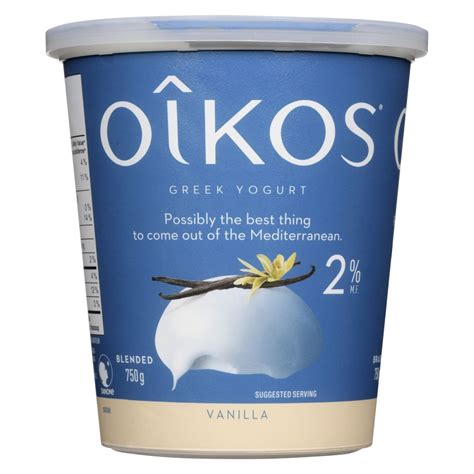 Oîkos Vanilla Greek Yogurt 2 Mf 750g Canadian Goodness