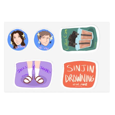 Sinjin Drowning Sticker Sheets Etsy