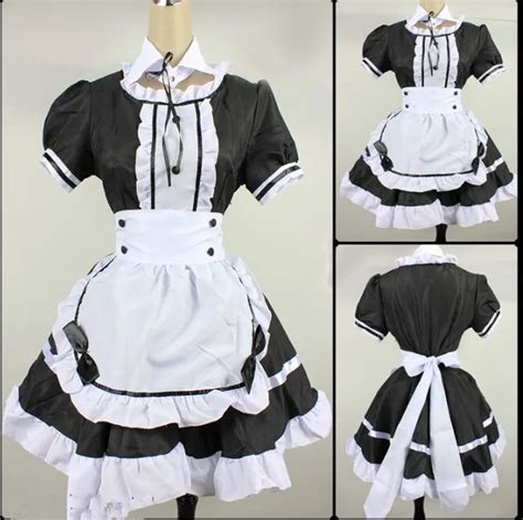 Black Cute Lolita Maid French Maid Dress Girls Woman Amine Cosplay