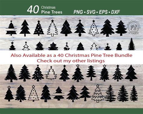 20 Christmas Tree Silhouette SVG Bundle Decorated Christmas Tree SVG