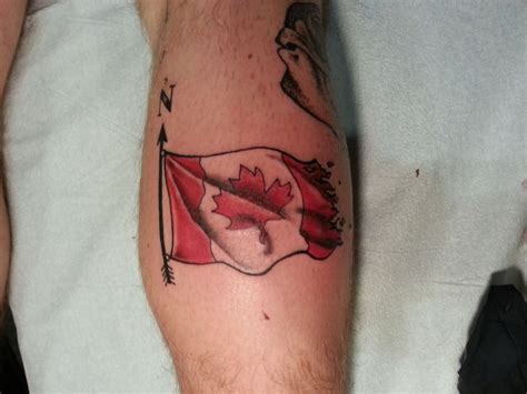 Canadian Flag Waving Tattoo