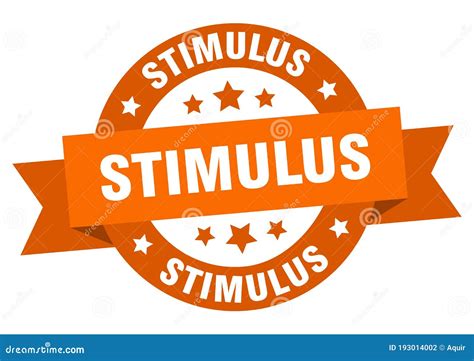 Stimulus Round Ribbon Isolated Label Stimulus Sign Stock Vector