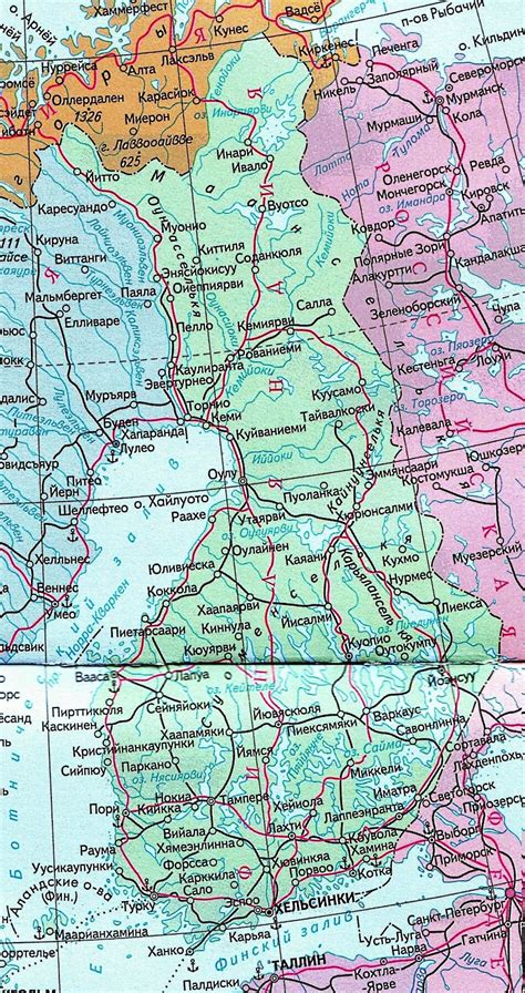 Карта Финляндии с городами / Финляндия на карте мира с границами