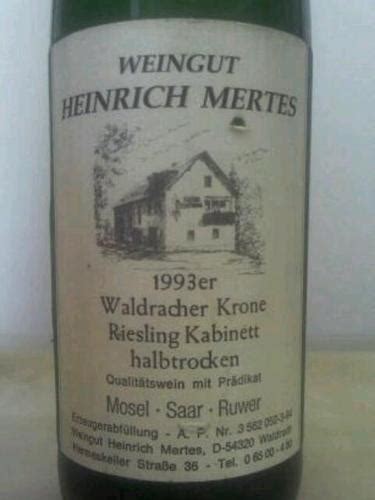 Weingut Wolfgang Mertes Waldracher Krone Riesling Kabinett Halbtrocken