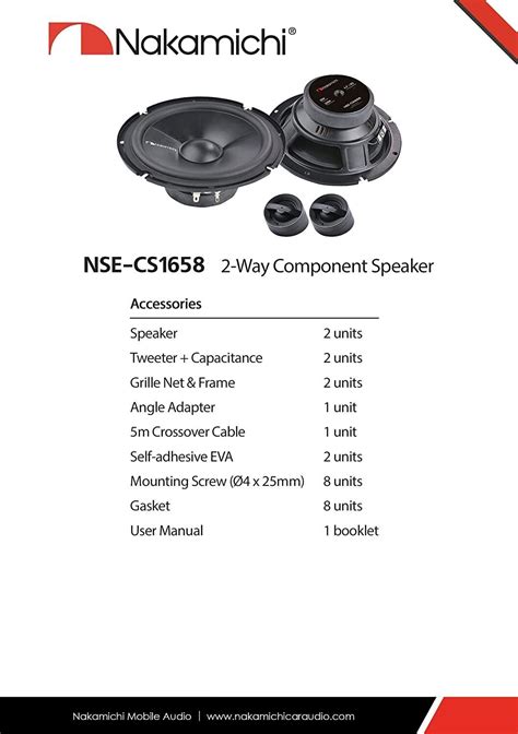 Nakamichi Nse Cs Inches Car Stereo Way Component Speaker