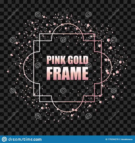 Rose Gold Metallic Realistic Square Frame For Text Banner Card