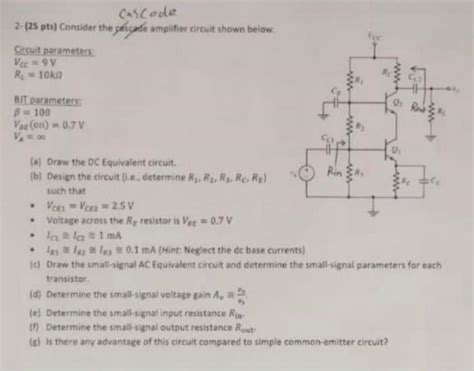 Solved Cascode Pts Consider The Cascade Amplifier Chegg