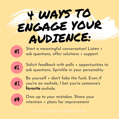 An Info Sheet With The Words 4 Ways To Engage Your Audience And Ask