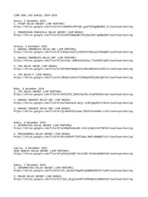 Link Soal Sas Ganjil Kelas 7 2024 2025 Pdf