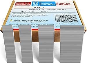 SimCos 23 Gauge Stainless Steel Pinner Nails 5 8 3 4 1 1 3 8