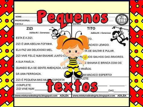 Pequenos Textos Para Alfabetiza O O Ano Mistura De Alegria