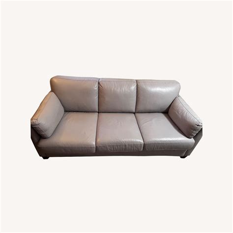 Gray Faux Leather Sleeper Sofa - AptDeco