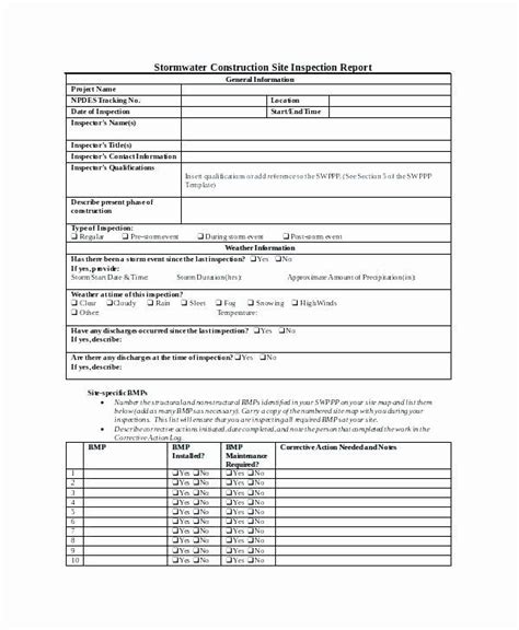 Construction Site Inspection Form Template Beautiful Construction Site