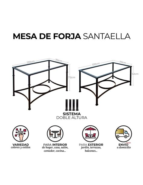 Mesa De Forja Regulable Santaella Con Tablero