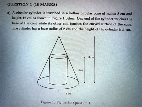 Solved A Circular Cylinder Is Inscribed In A Hollow Circular Cone Of